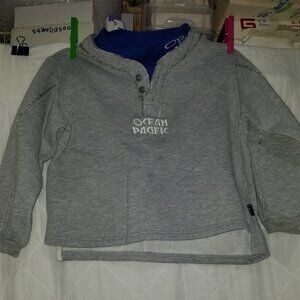 Youth boy's 7 vintage 90s Ocean Pacific OP Sweatshirt gray an blue